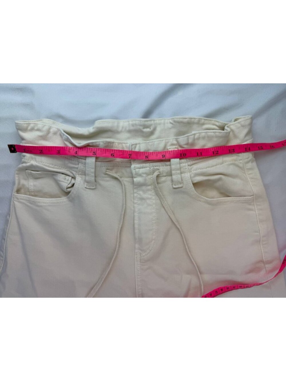 Paige Carly Wide-Leg Jeans w/ Waistband Tie Ivory Size 26 - Picture 8 of 11
